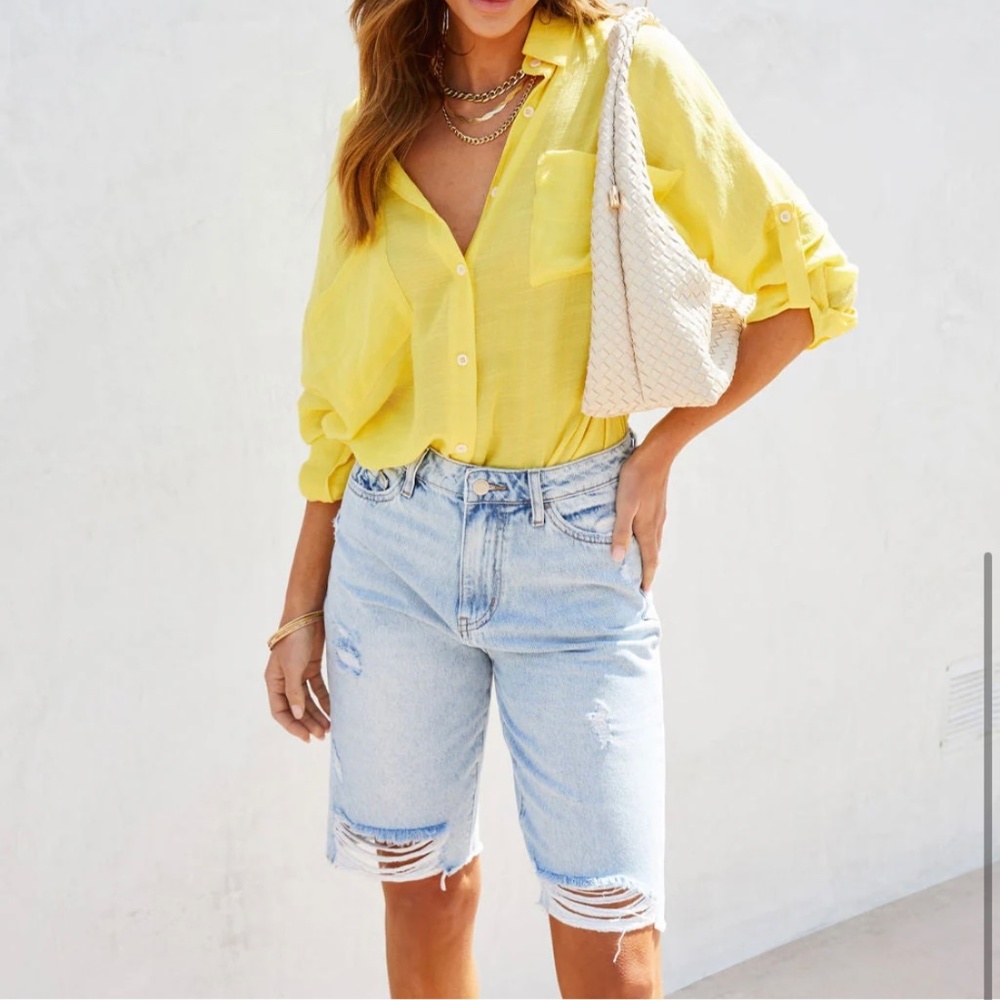 High Rise Bermuda Denim Shorts NEW WITH TAGS!